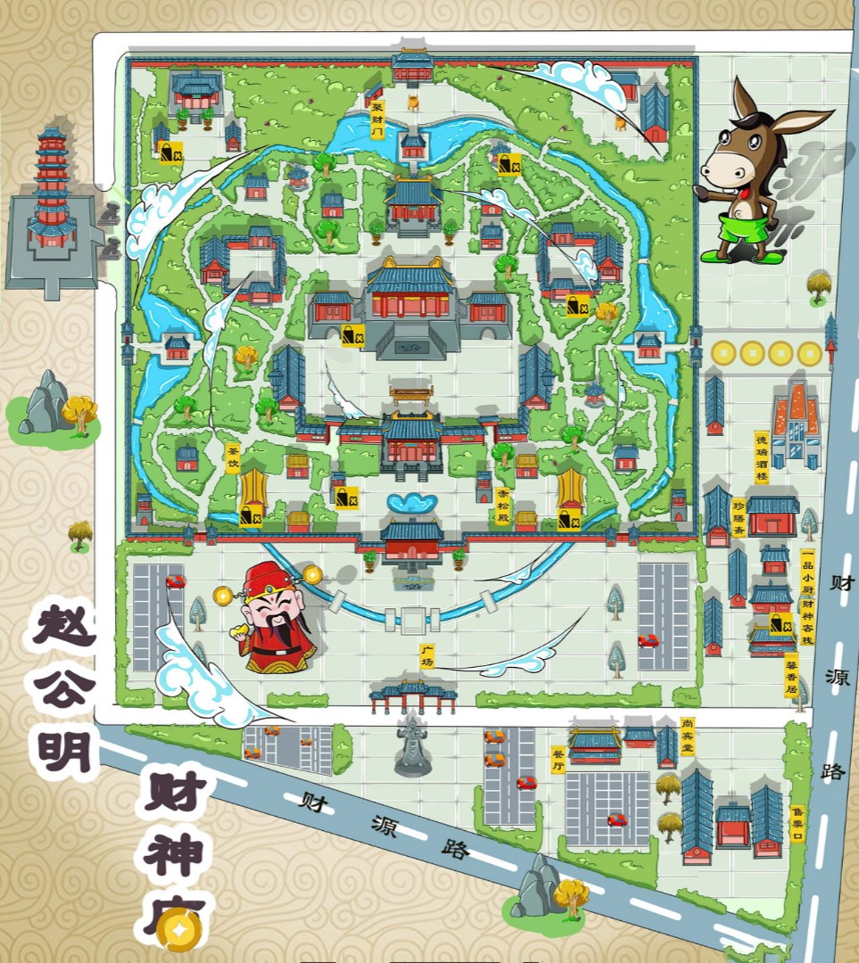 淮上寺庙类手绘地图